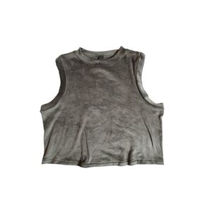 Skims Velour Tank Top Womens XL Gray Crew Neck Cropped Soft Comfy Ladies Lounge